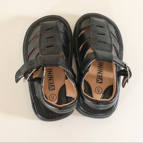 Venini Toddler Black Strap Sandals Boys Size 5 - Picture 7 of 12